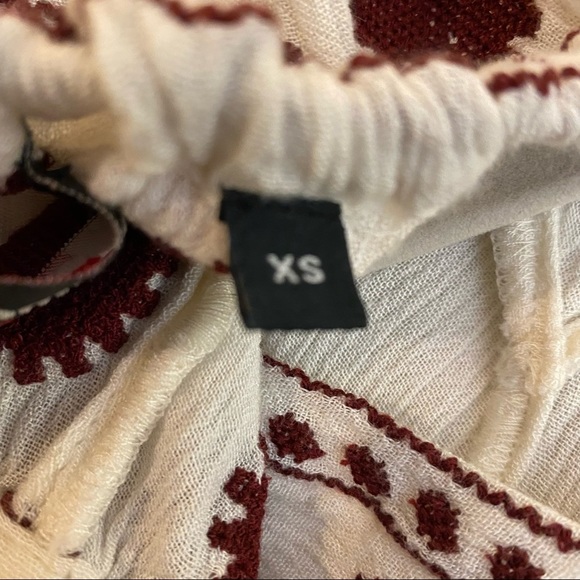 The Kooples Sunrise White Maroon Embroidered Peasant Dress (16) - Picture 4 of 9